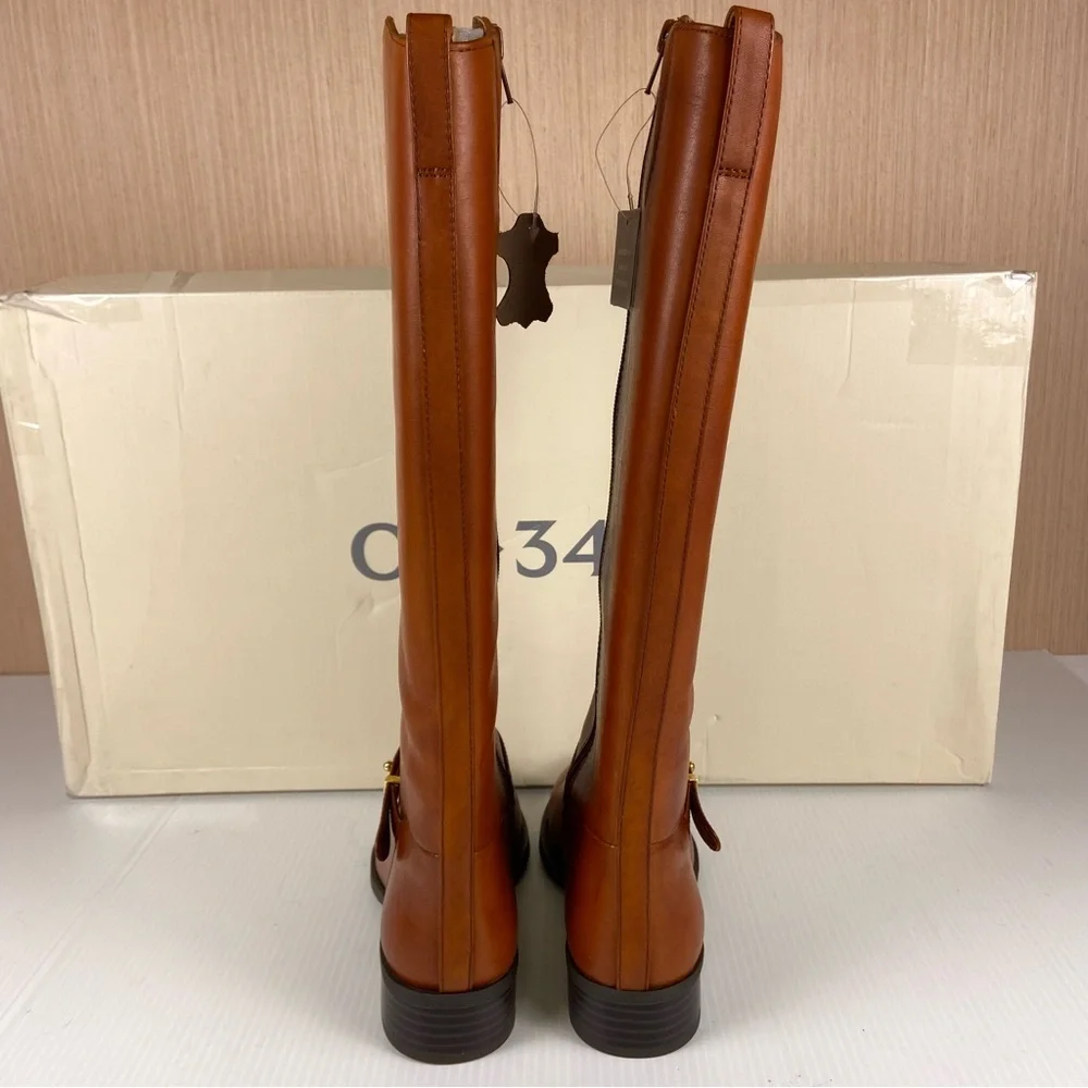 NIB ON 34th Firesel Cognac Leather Riding Boots Size 5